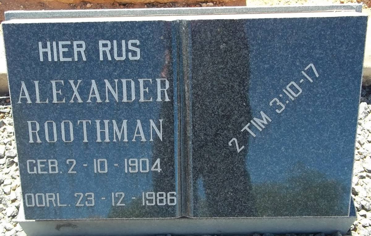 ROOTHMAN Alexander 1904-1986
