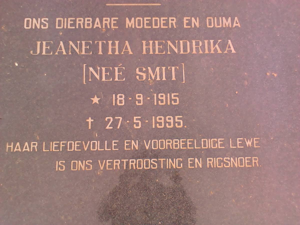 ROUX Jeanetha Hendrika, le nee SMIT 1915-1995