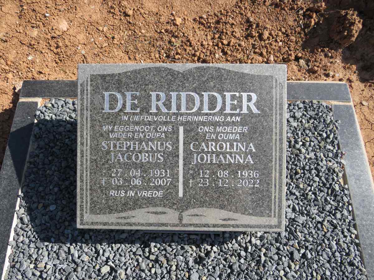 RIDDER Stephanus Jacobus, de 1931-2007 & Carolina Johanna 1936-2022