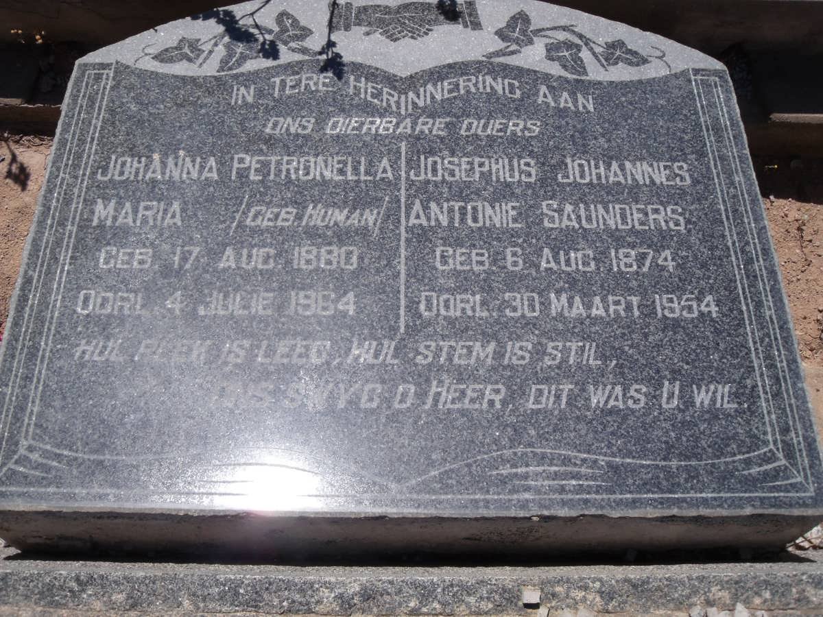 SAUNDERS Josephus Johannes Antonie 1874-1954 &amp; Johanna Petronella Maria HUMAN 1880-1964