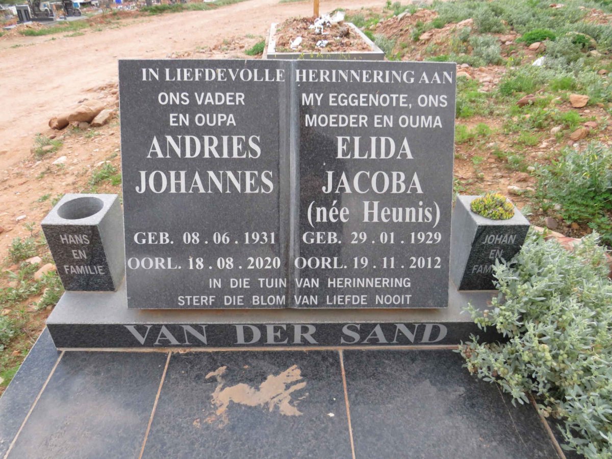 SAND Andries Johannes, van der 1931-2020 & Elida Jacoba HEUNIS 1929-2012