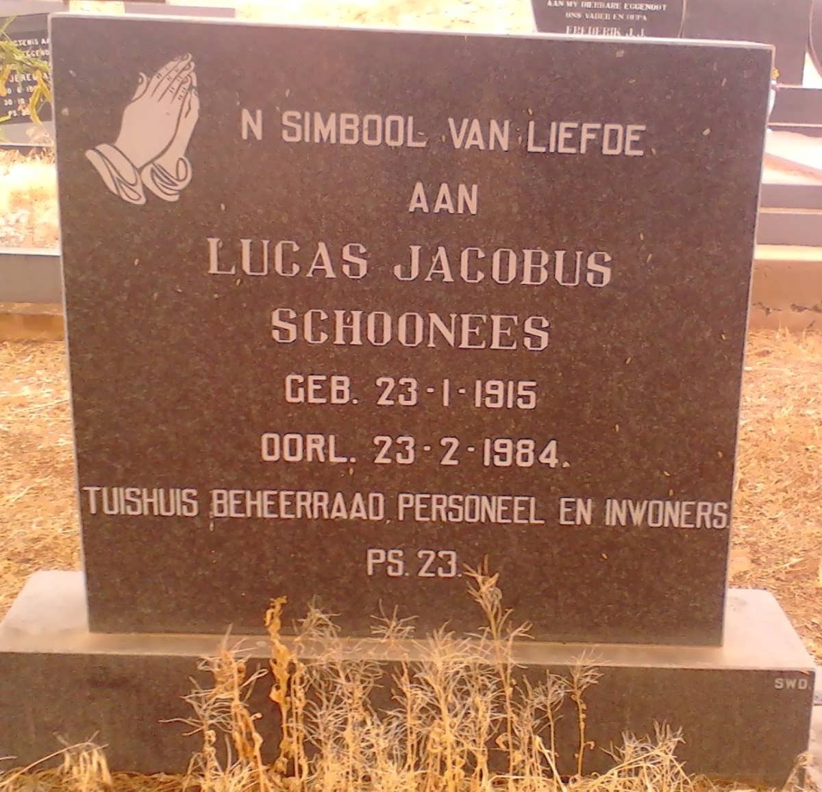 SCHOONEES Lucas Jacobus 1915-1984