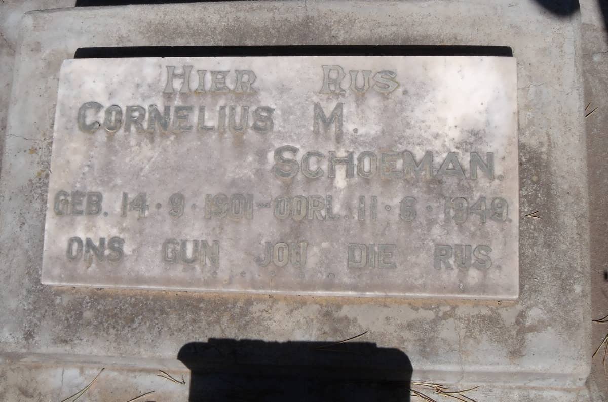 SCHOEMAN Cornelius M. 1901-1949