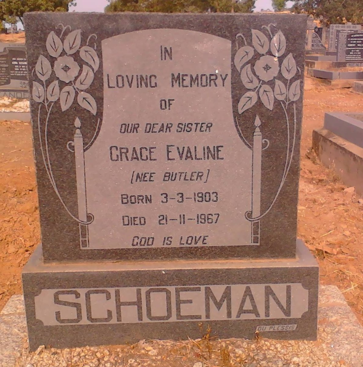SCHOEMAN Grace Evaline nee BUTLER 1903-1967