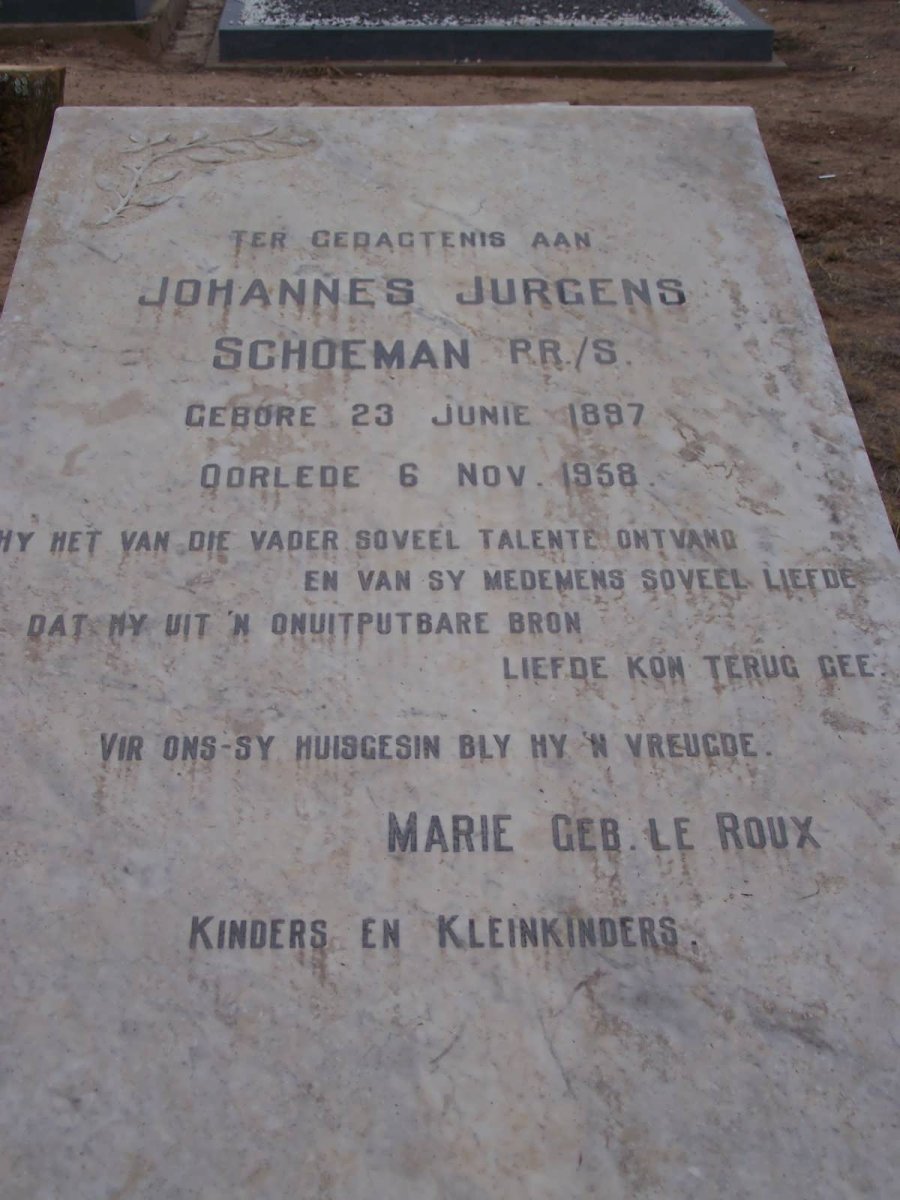 SCHOEMAN Johannes Jurgens 1897-1958