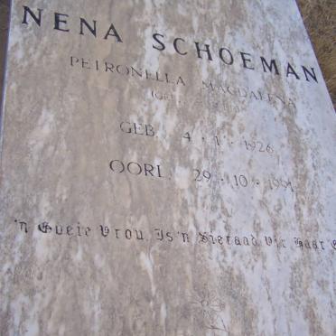 SCHOEMAN Petronella Magdalena nee BRUWER 1926-1991