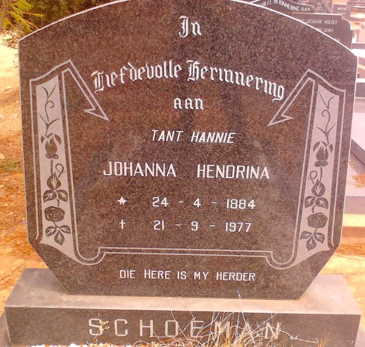 SCHOEMAN Johanna Hendrina 1884-1977