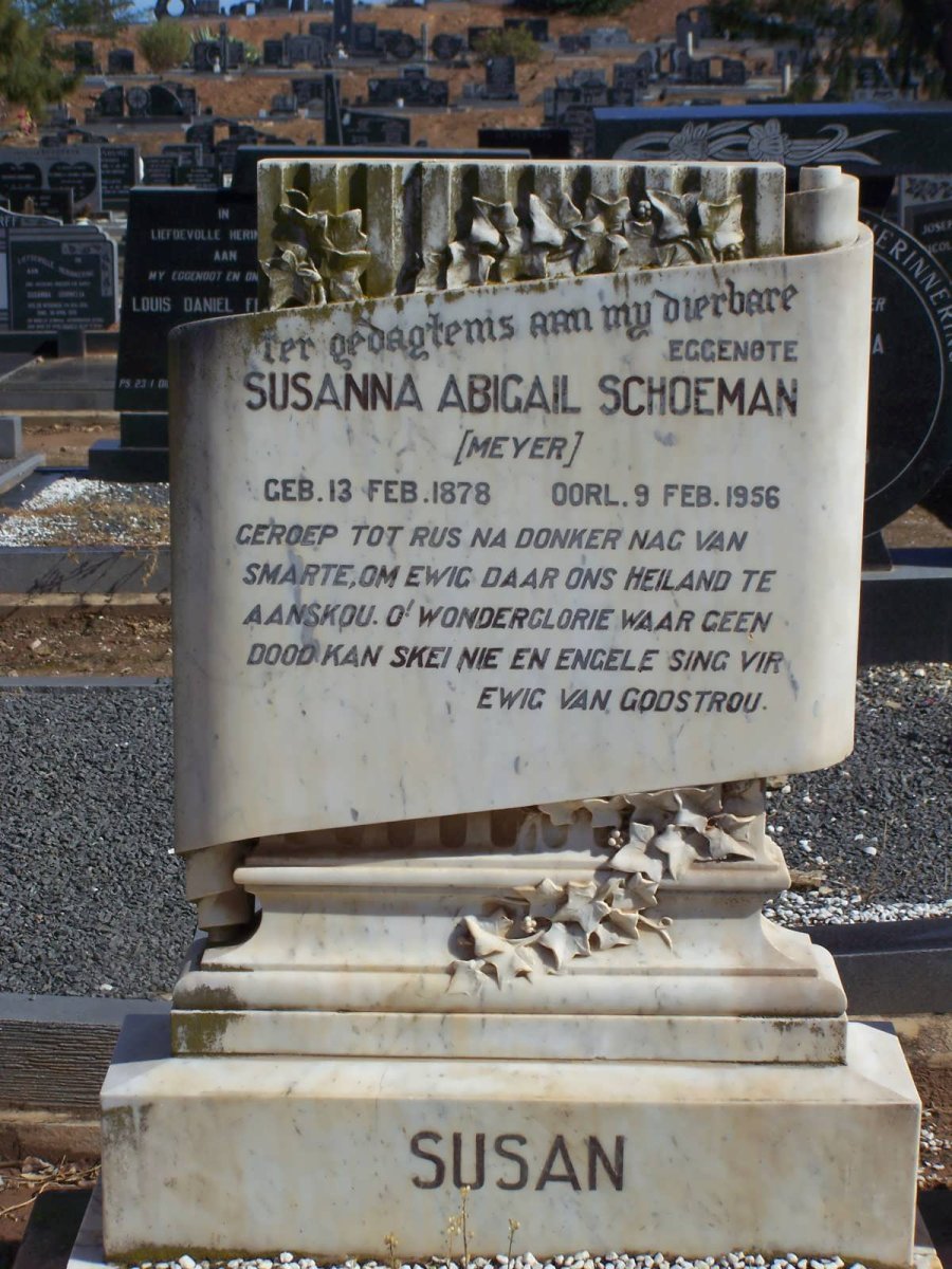 SCHOEMAN Susanna Abigail nee MEYER 1898-1956