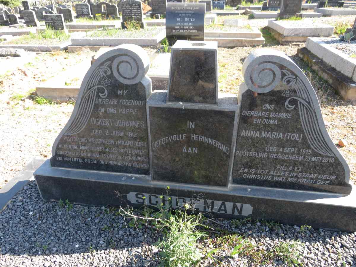SCHOEMAN Ockert Johannes 1912-1964 & Anna Maria 1915-2010