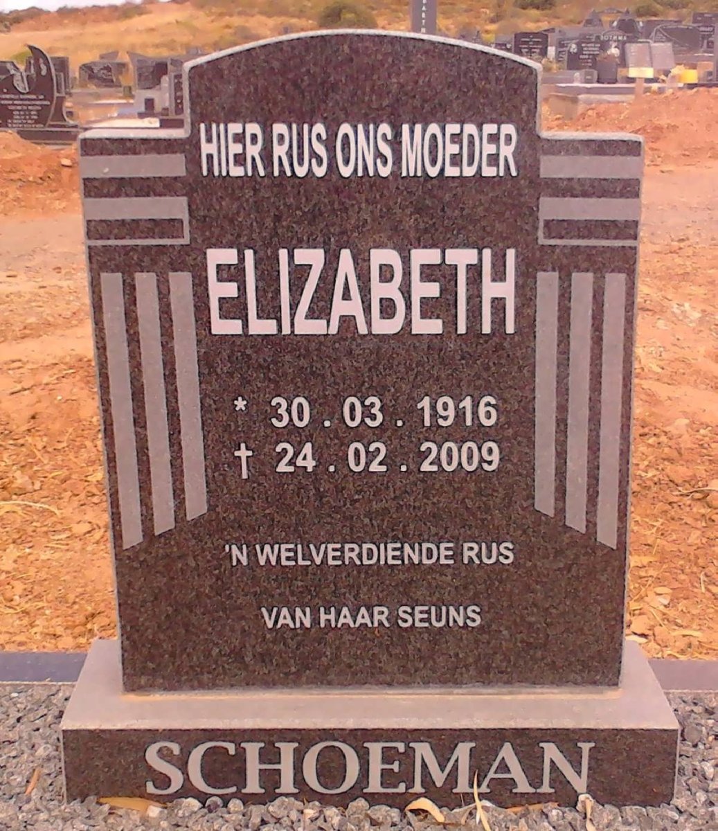 SCHOEMAN Elizabeth 1916-2009