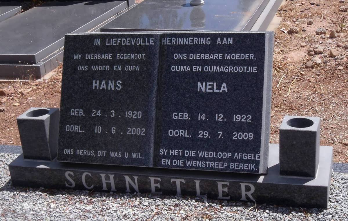 SCHNETLER Hans 1920-2002 &amp; Nela 1922-2009