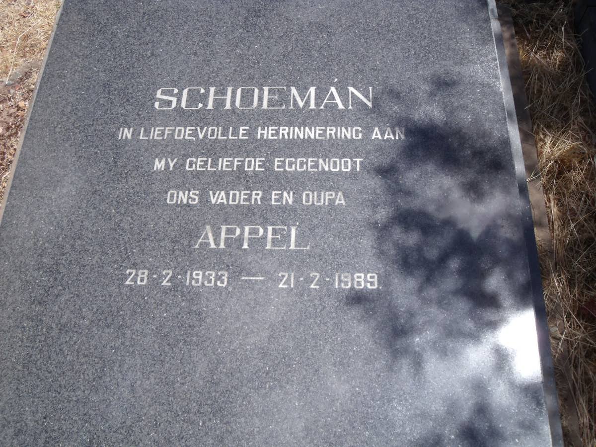 SCHOEMAN Appel 1933-1989