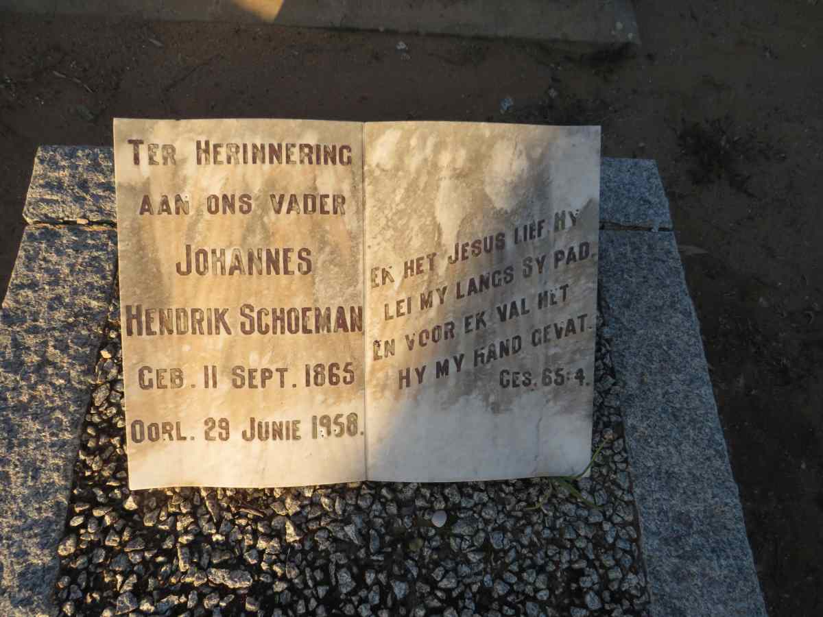 SCHOEMAN Johannes Hendrik 1865-1958