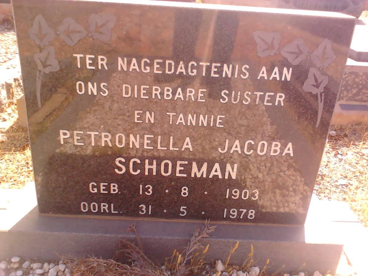 SCHOEMAN Petronella Jacoba 1903-1978