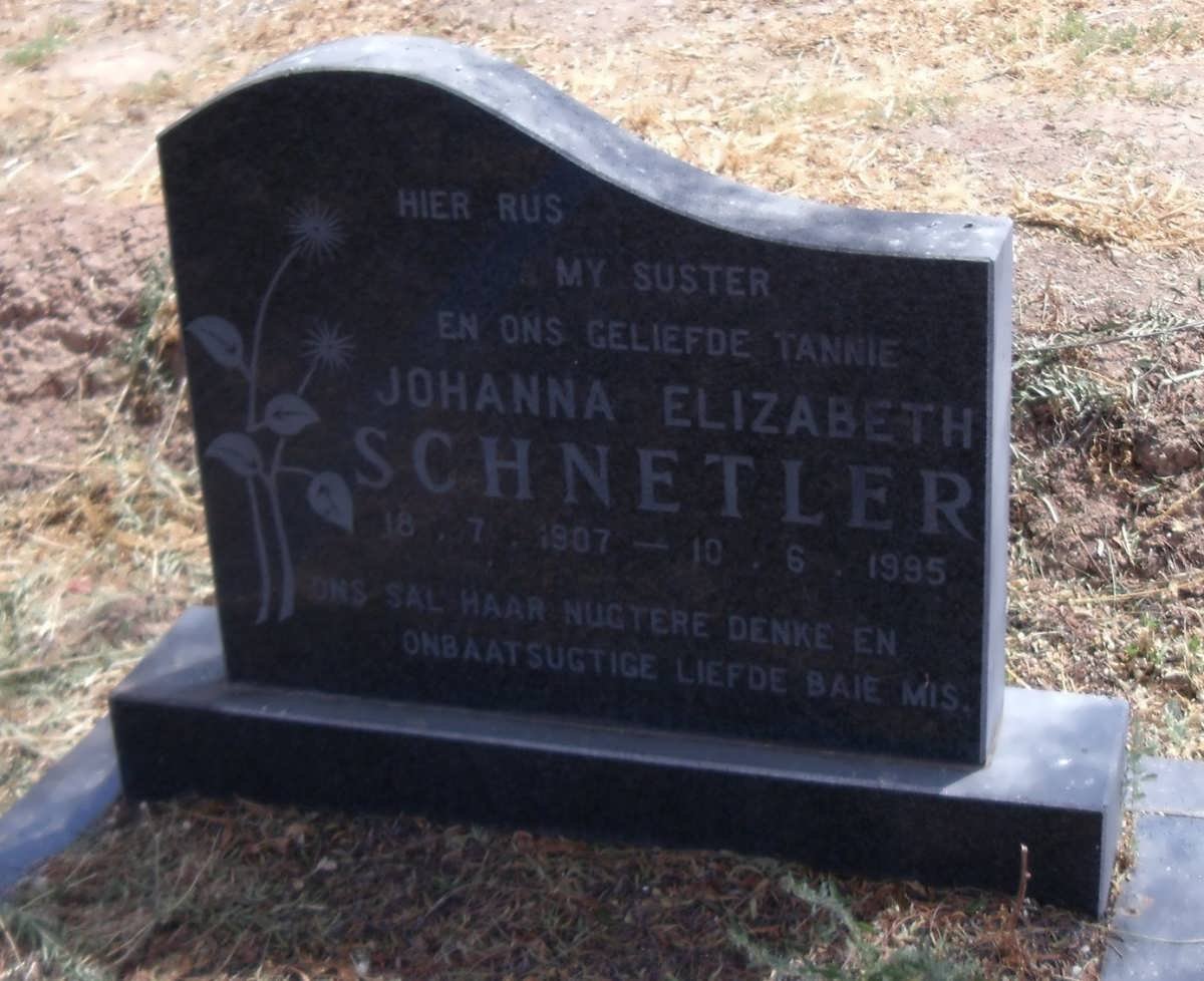 SCHNETLER Johanna Elizabeth 1907-1995