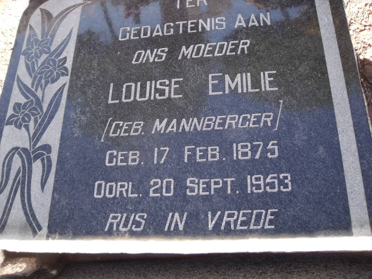 SCHAFER Louise Emilie nee MANNBERGER 1875-1953
