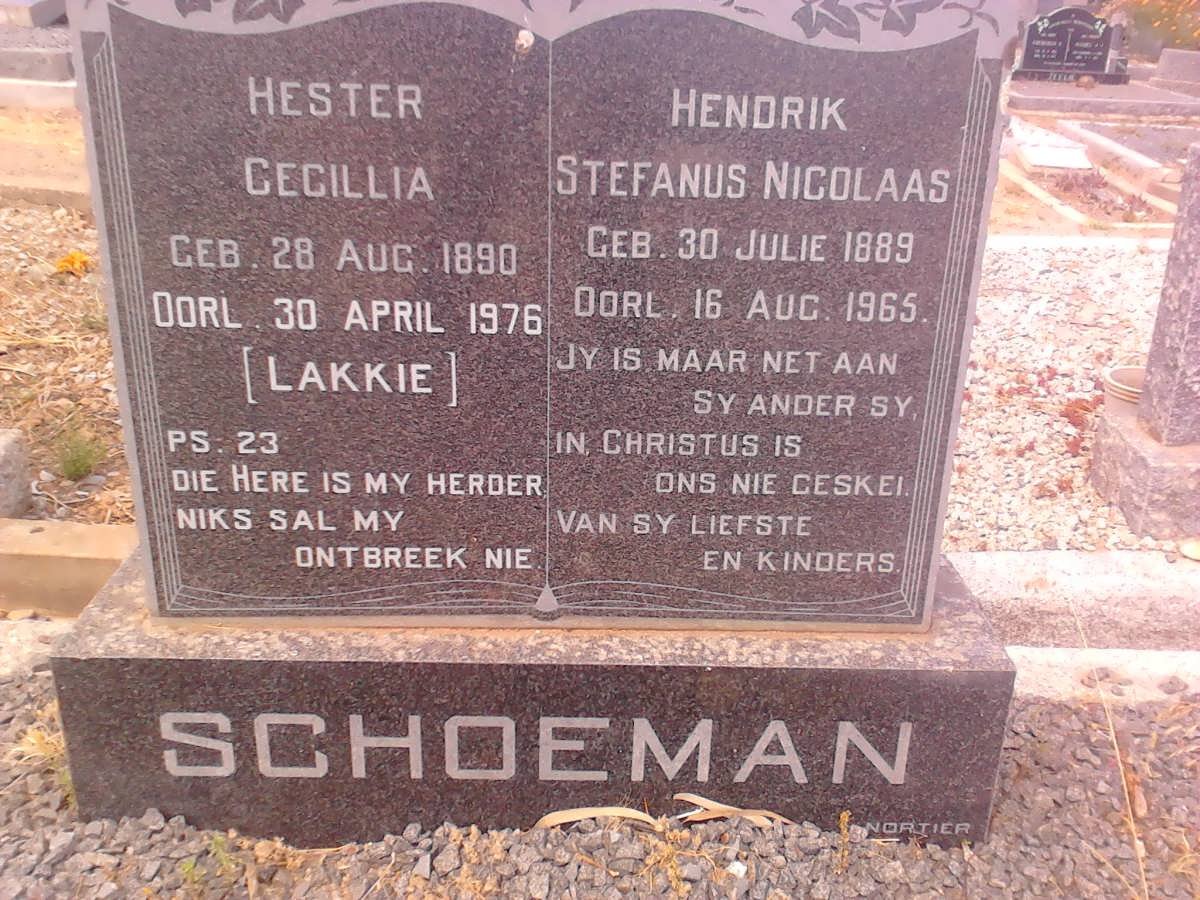 SCHOEMAN Hendrik Stefanus Nicolaas 1889-1965 &amp; Hester Cecillia 1890-1976