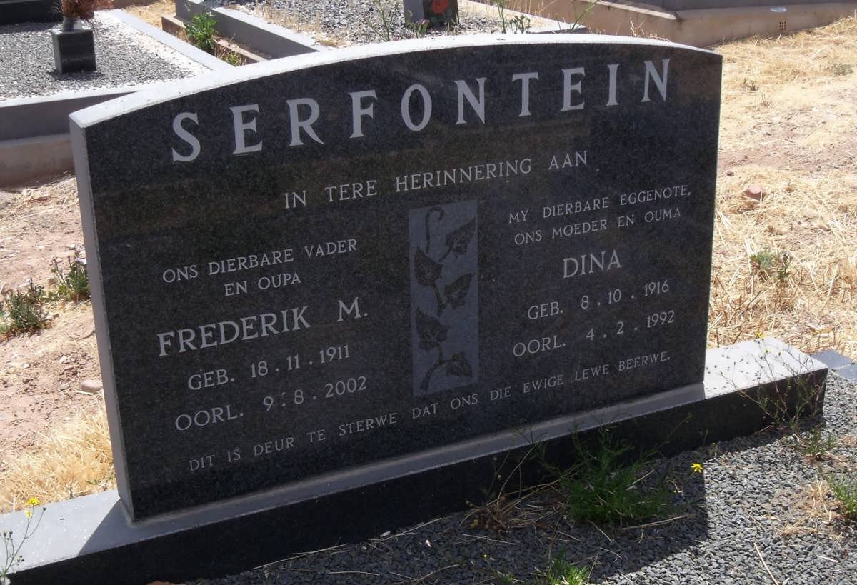 SERFONTEIN Frederick M. 1911-2002 &amp; Dina 1916-1992