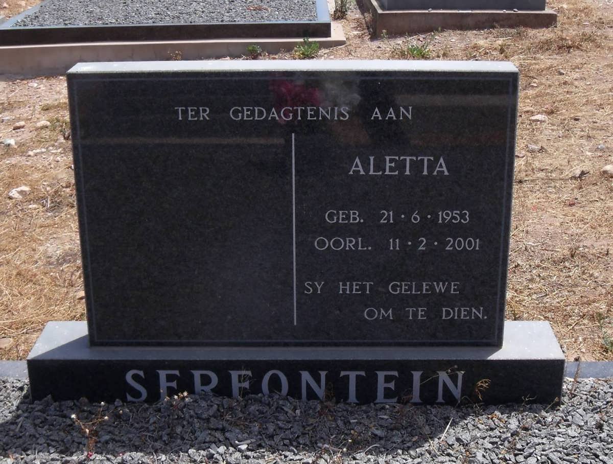 SERFONTEIN Aletta 1953-2001