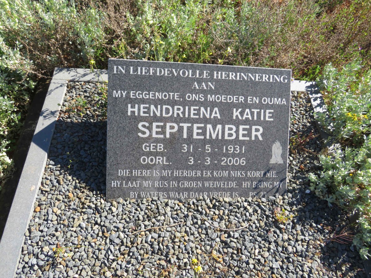 SEPTEMBER Hendrina Katie 1931-2006