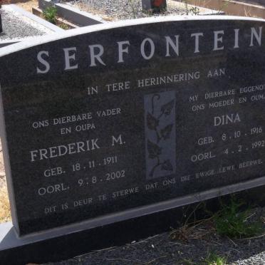 SERFONTEIN Frederick M. 1911-2002 &amp; Dina 1916-1992