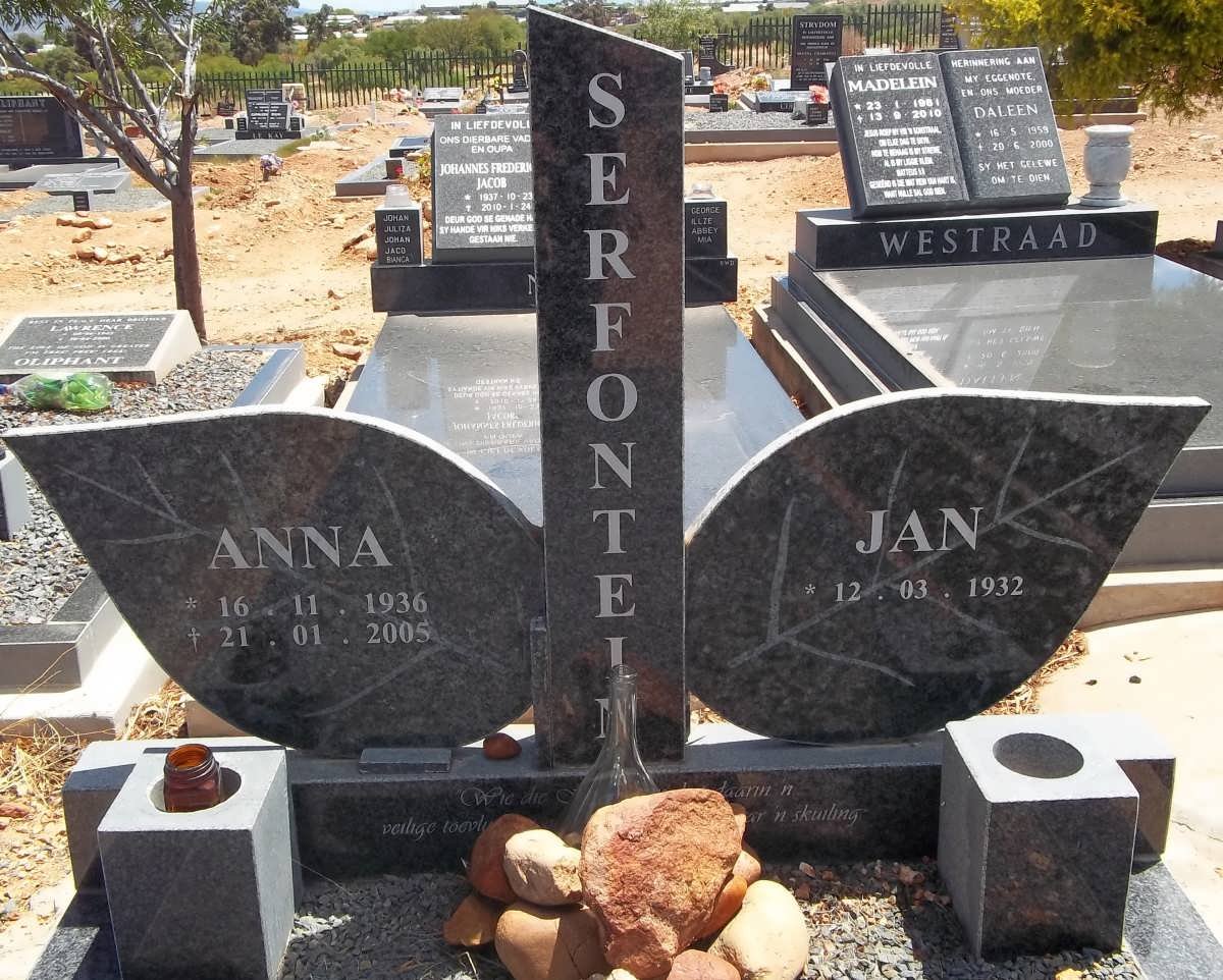 SERFONTEIN Jan 1932- &amp; Anna 1936-2005
