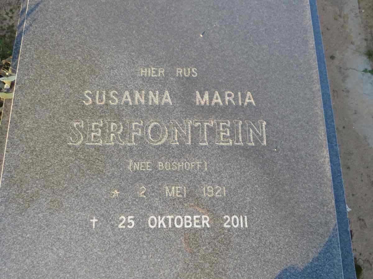 SERFONTEIN Susanna Maria nee BOSHOFF 1921-2011