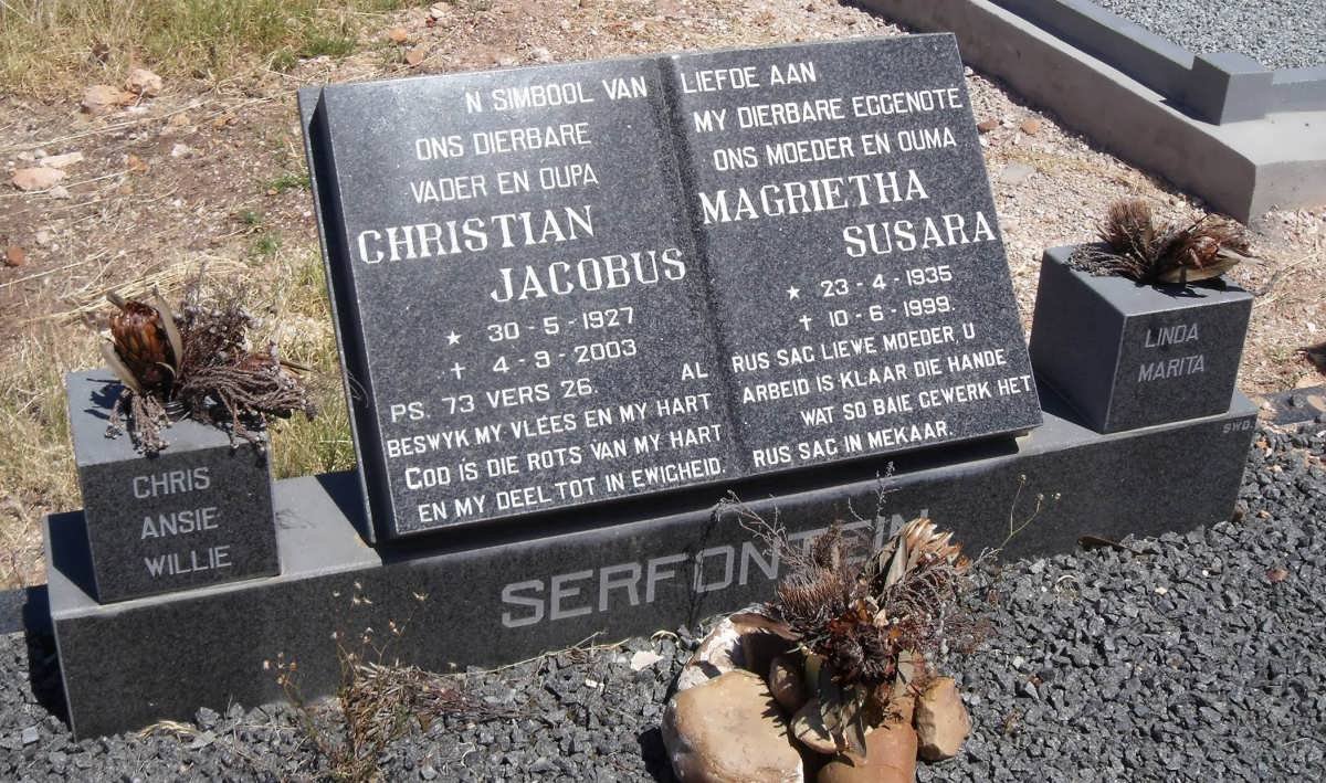 SERFONTEIN Christian Jacobus 1927-2003 &amp; Magrietha Susara 1935-1999