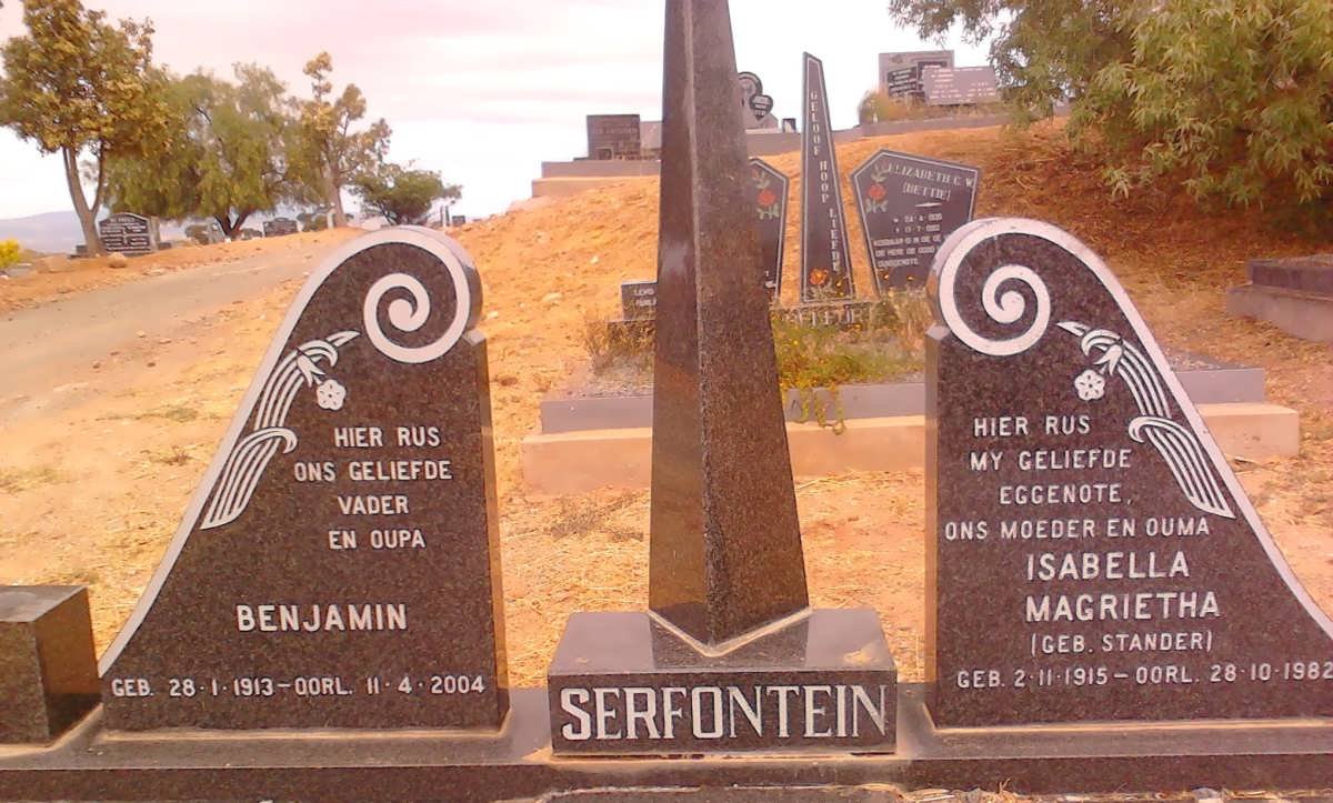 SERFONTEIN Benjamin 1913-2004 &amp; Isabella Magrietha STANDER 1915-1982