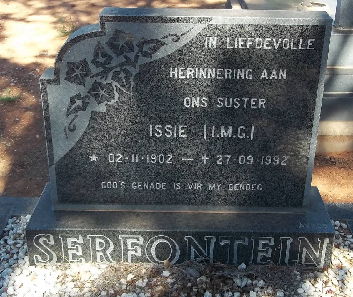 SERFONTEIN I.M.G. 1902-1992