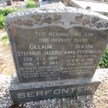 SERFONTEIN Gillaum Stefanus Jacobus 1904-1967 & Beatric Anna Petronella POTGIETER 1896-1970