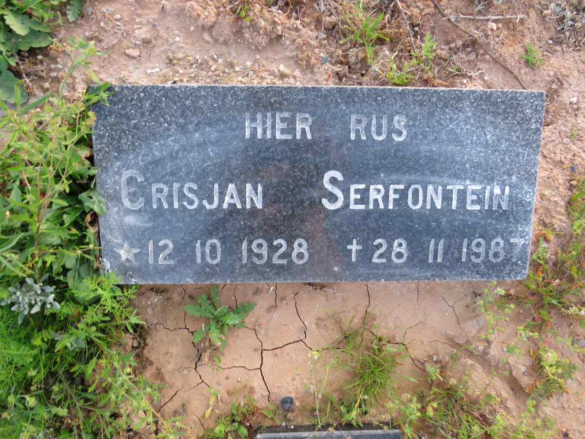 SERFONTEIN Crisjan 1928-1987