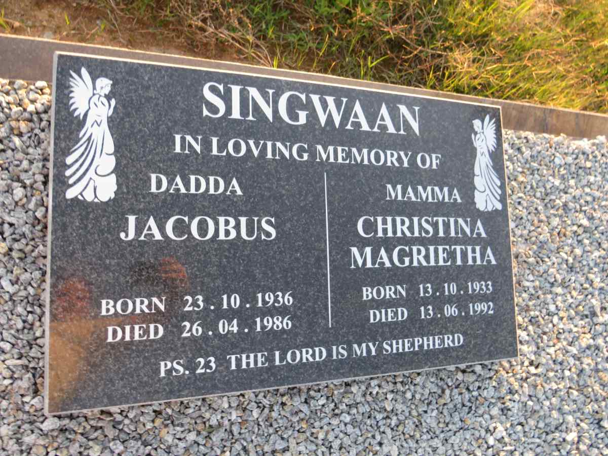 SINGWAAN Christina Magrietha 1933-1992 & Jacobus 1936-1986