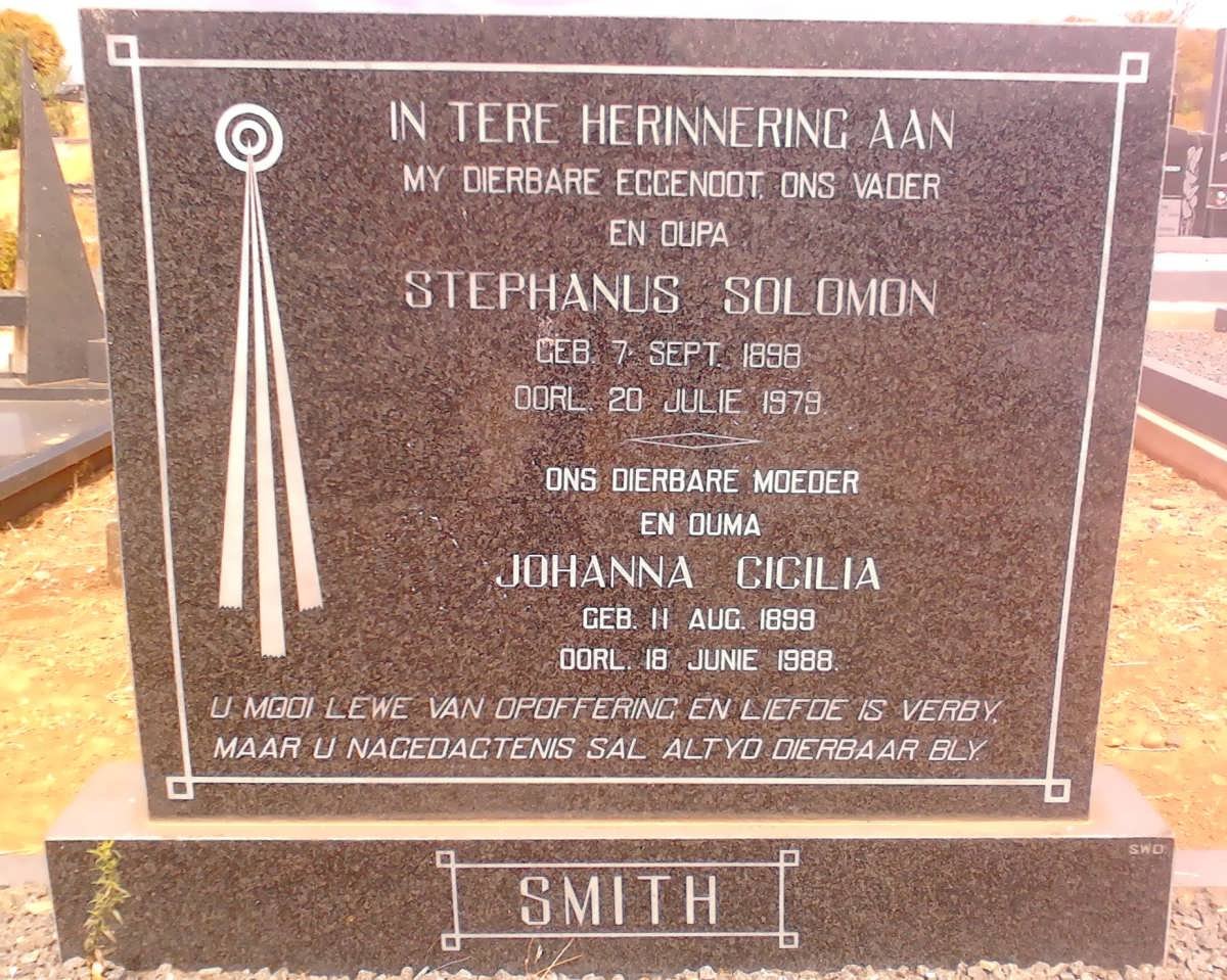 SMITH Stephanus Solomon 1898-1979 &amp; Johanna Cicilia 1899-1988