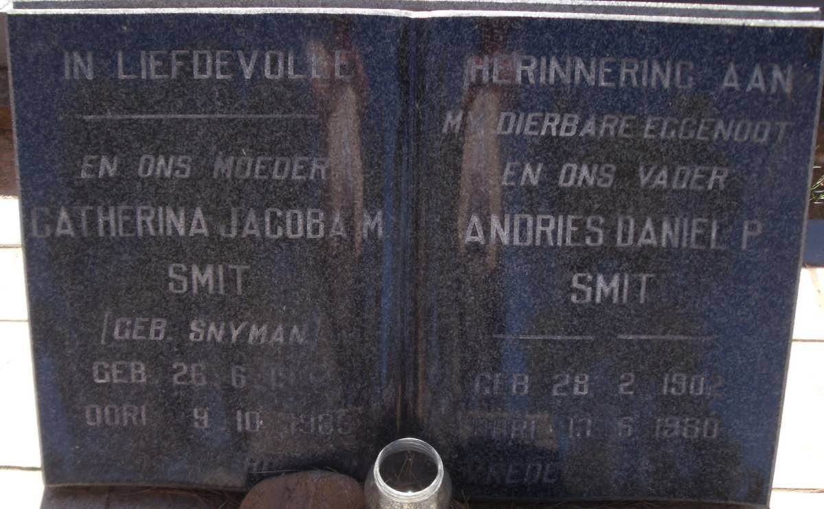 SMIT Andries Daniel P. 1902-1980 &amp; Catharina Jacoba SNYMAN ?-1986