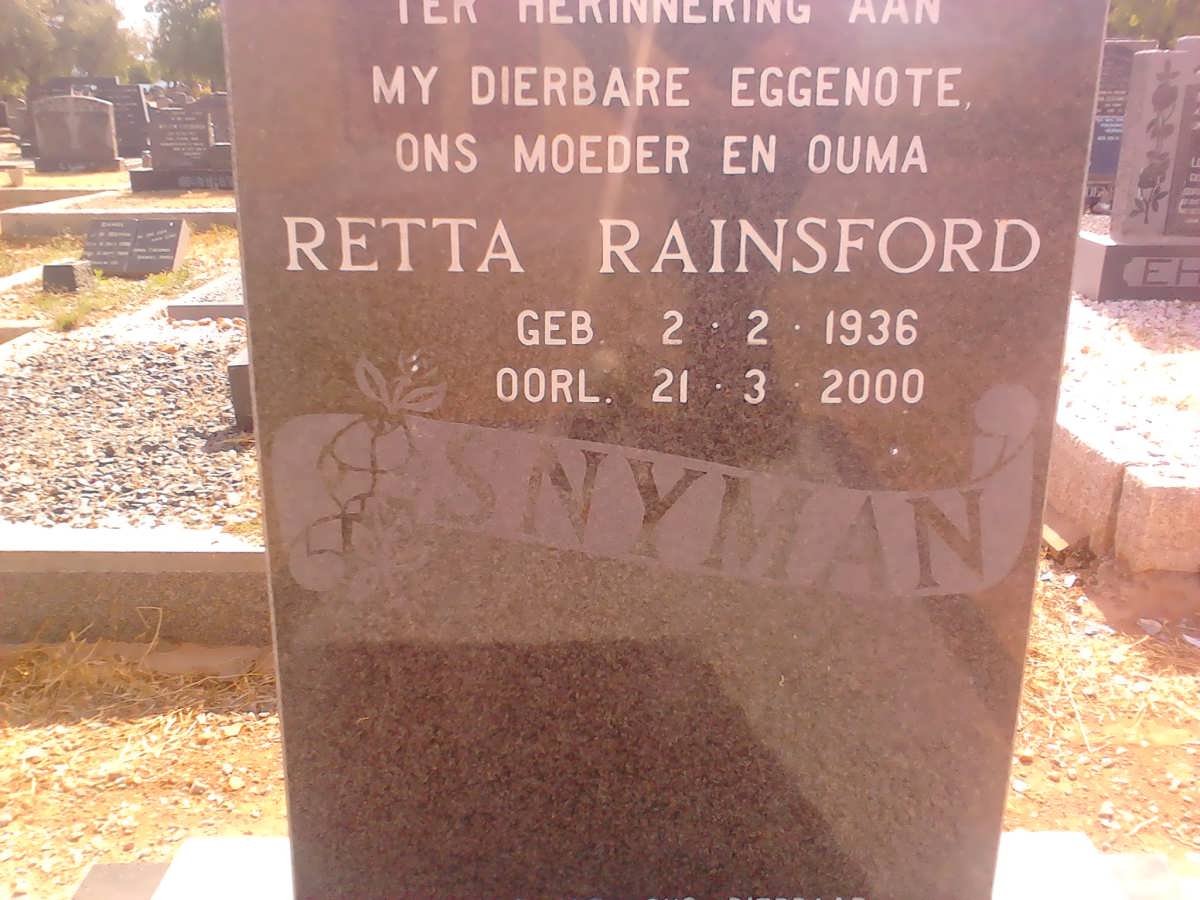 SNYMAN Retta Rainsford 1936-2000
