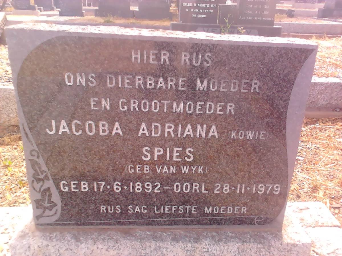 SPIES Jacoba Adriana nee VAN WYK 1892-1979