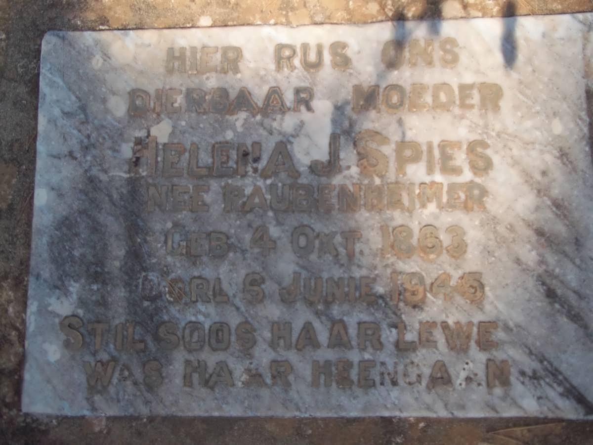 SPIES Helena J. nee RAUBENHEIMER 1863-1945