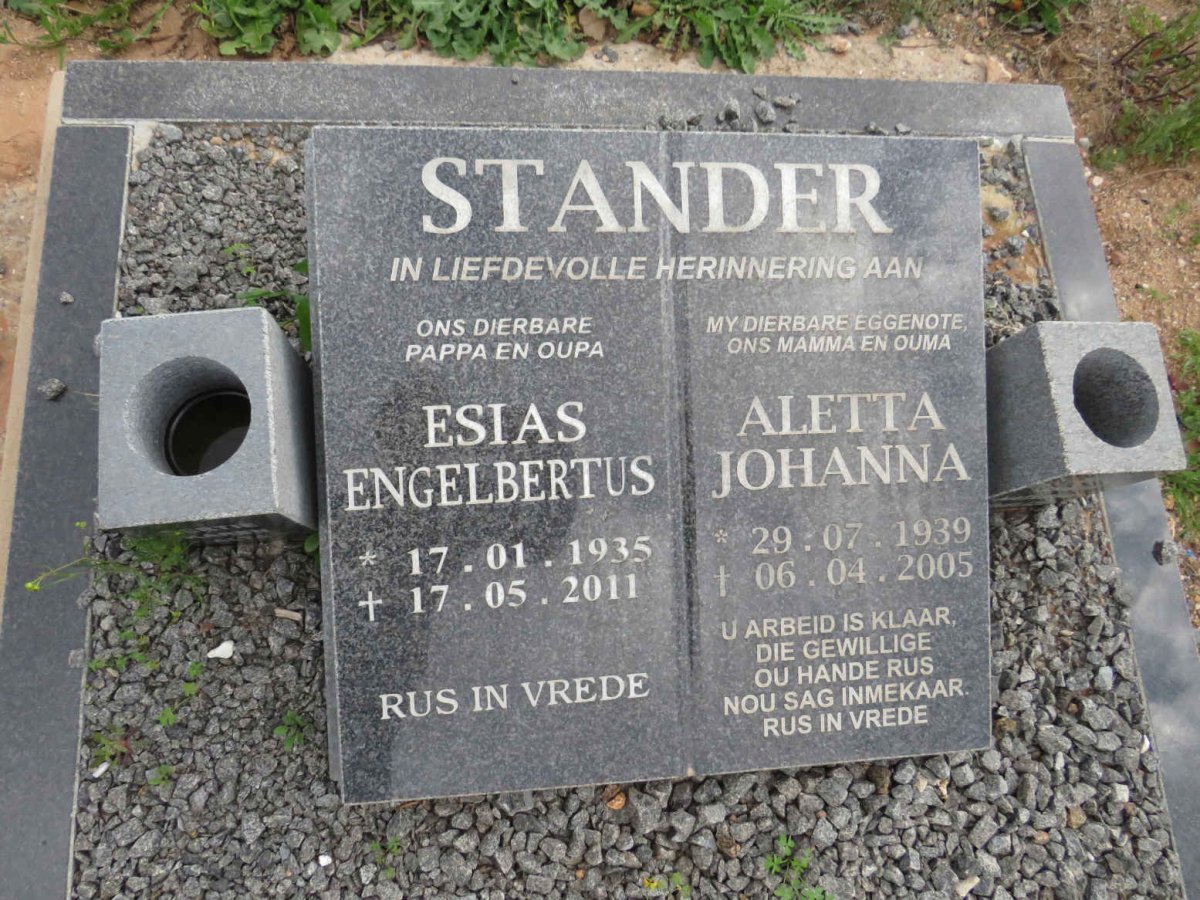 STANDER Esias Engelbertus 1935-2011 & Aletta Johanna 1939-2005