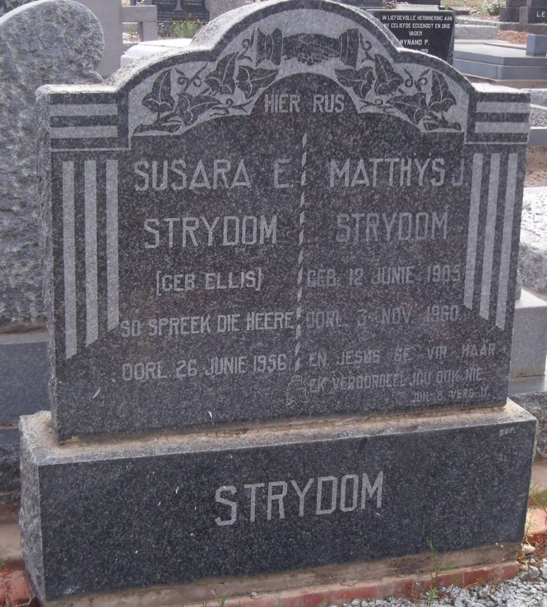STRYDOM Matthys J. 1905-1960 &amp; Susara E. ELLIS -1956