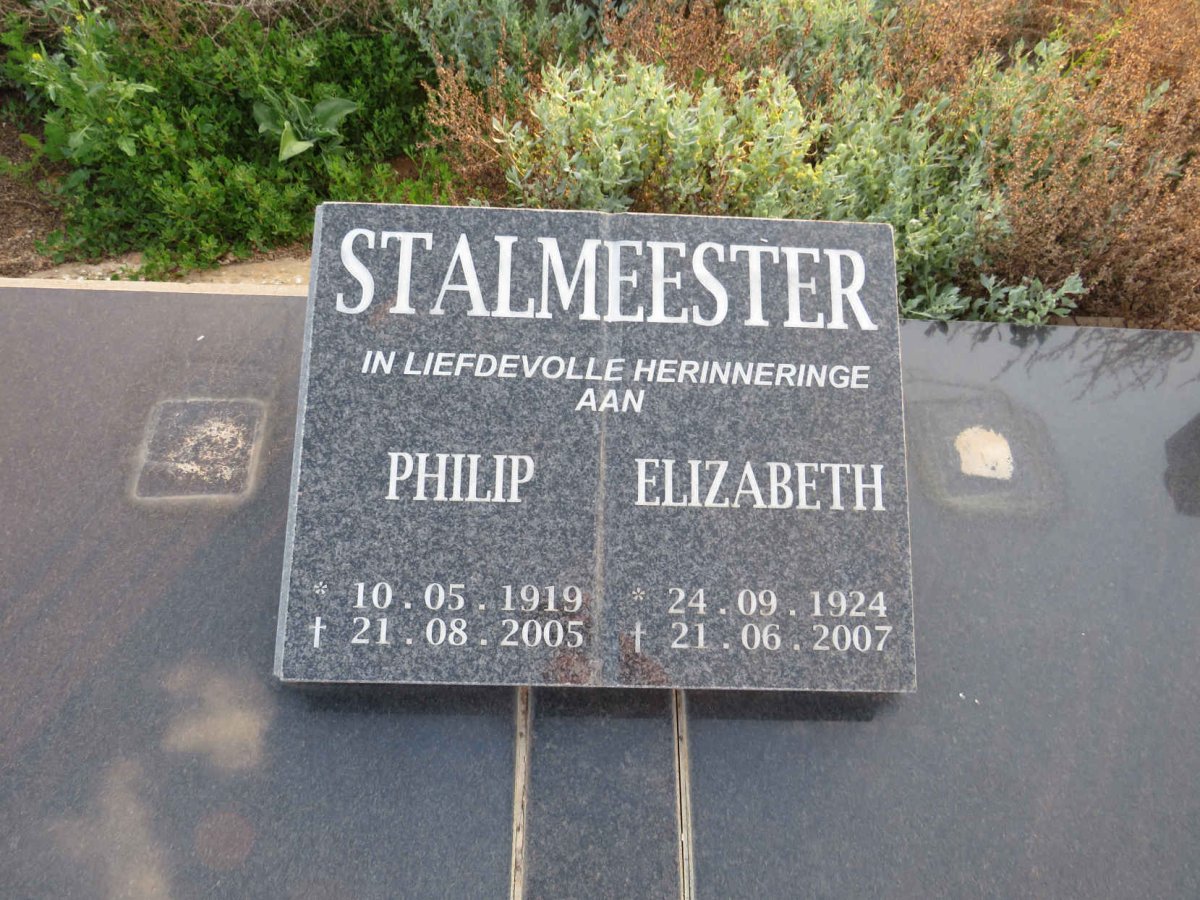 STALMEESTER Philip 1919-2005 & Elizabeth 1924-2007