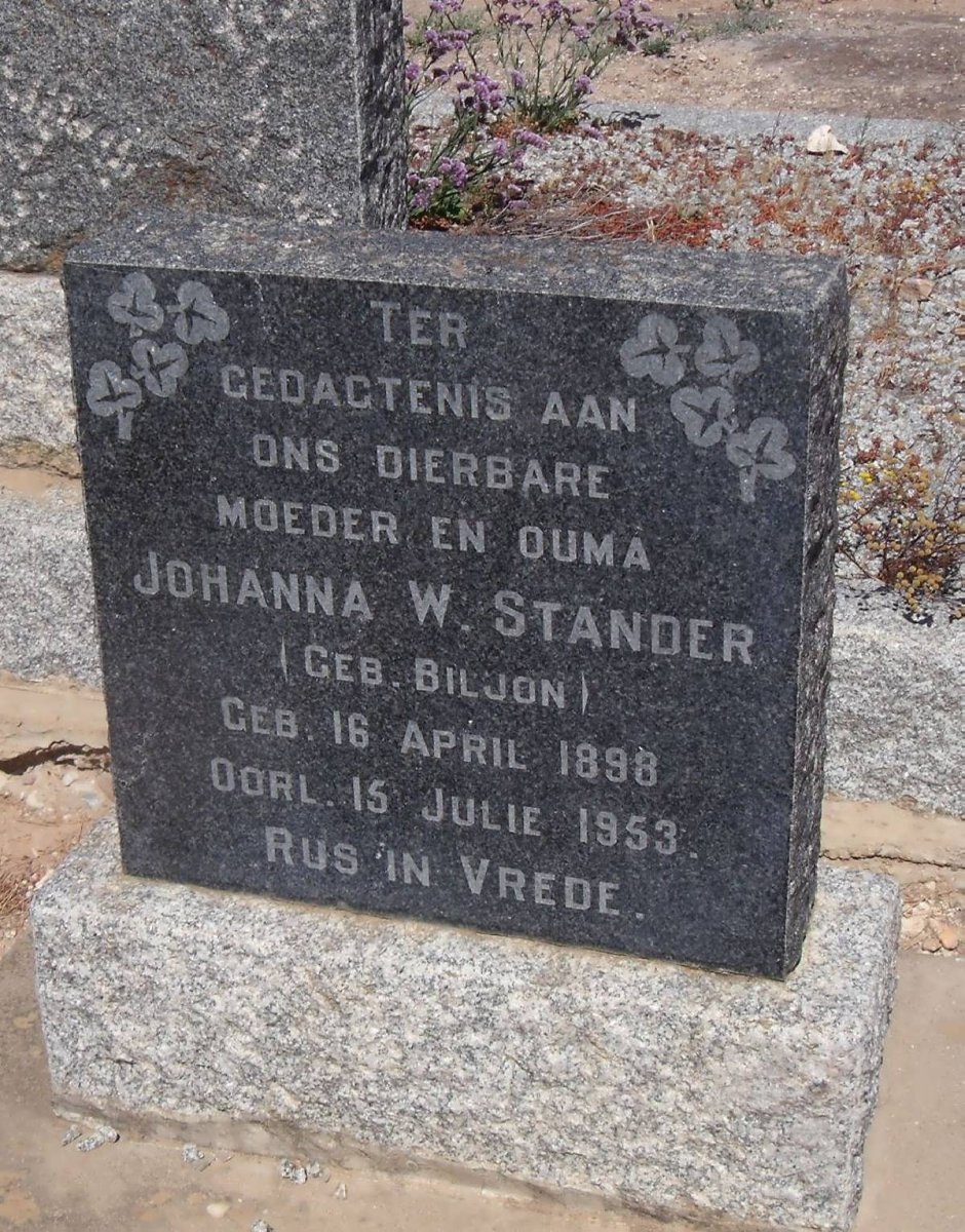 STANDER Johannes W. nee BILJON 1898-1953