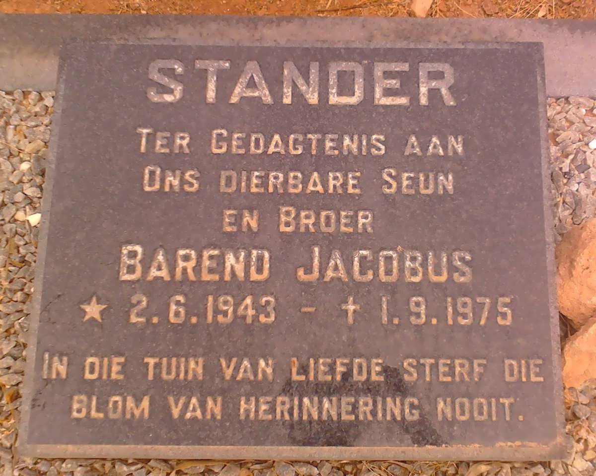 STANDER Barend Jacobus 1943-1975