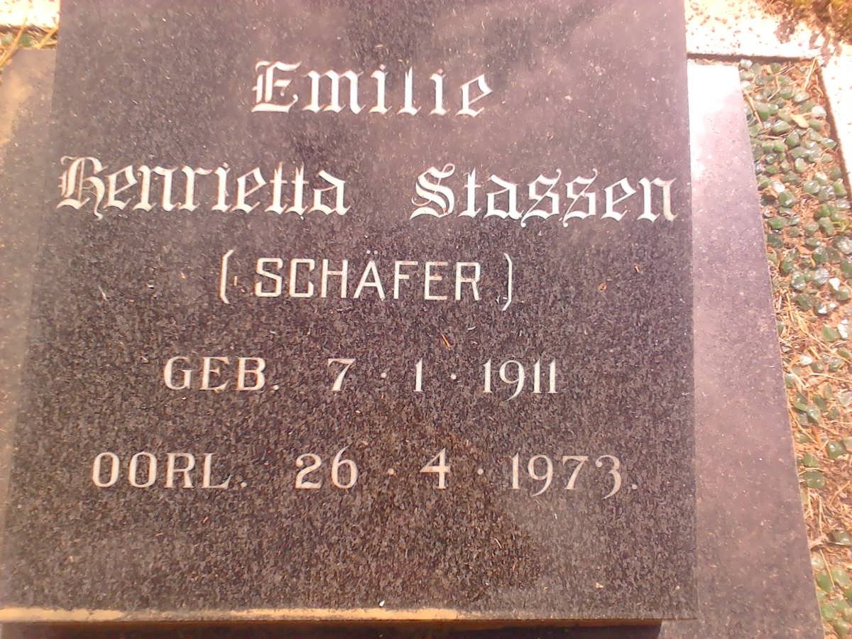 STASSEN Emilie Henrietta nee SCHAFER 1911-1973