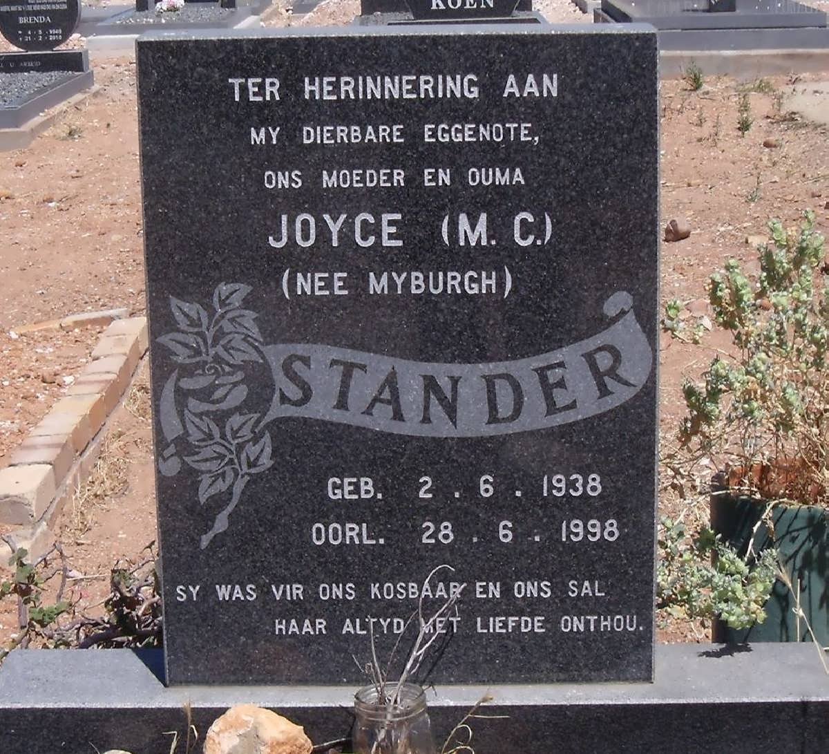 STANDER M.C. nee MYBURGH 1938-1998