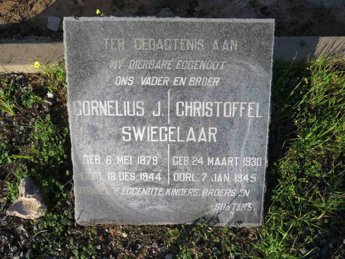 SWIEGELAAR Cornelius J. 1879-1944 :: SWIEGELAAR Christoffel 1930-1945