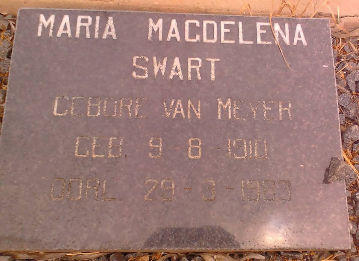SWART Maria Magdelena nee VAN MEYER 1910-1988