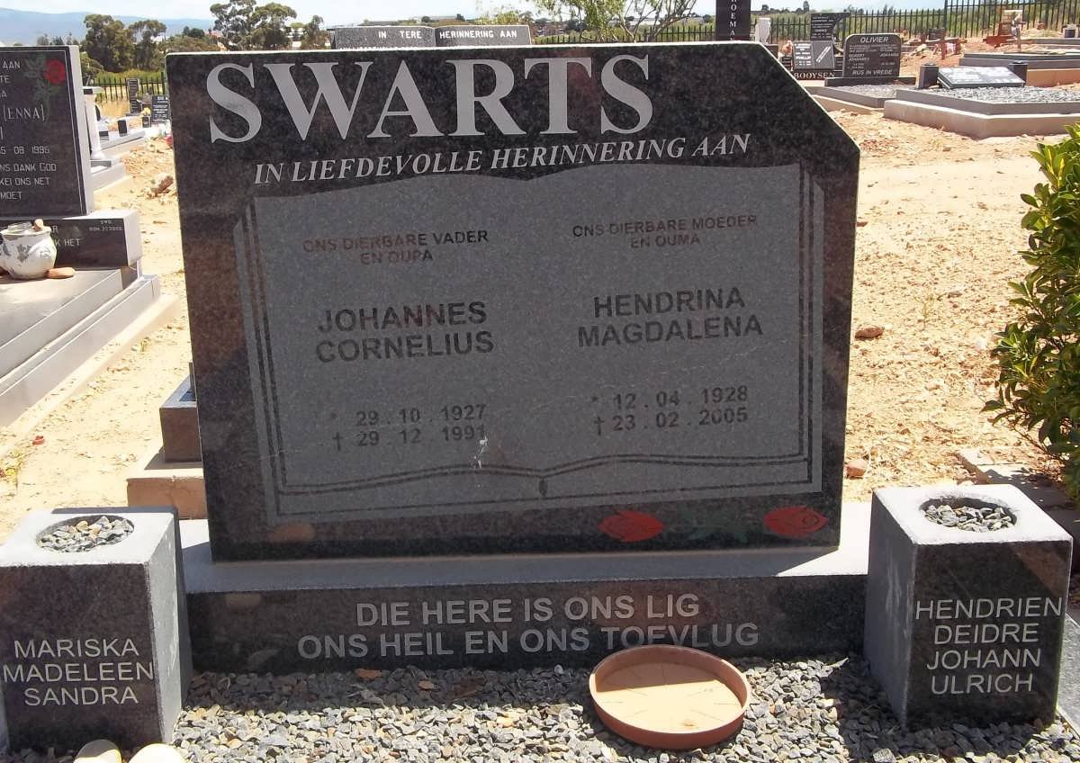 SWARTS Johannes Cornelius 1927-1991 &amp; Hendrina Magdalena 1928-2005