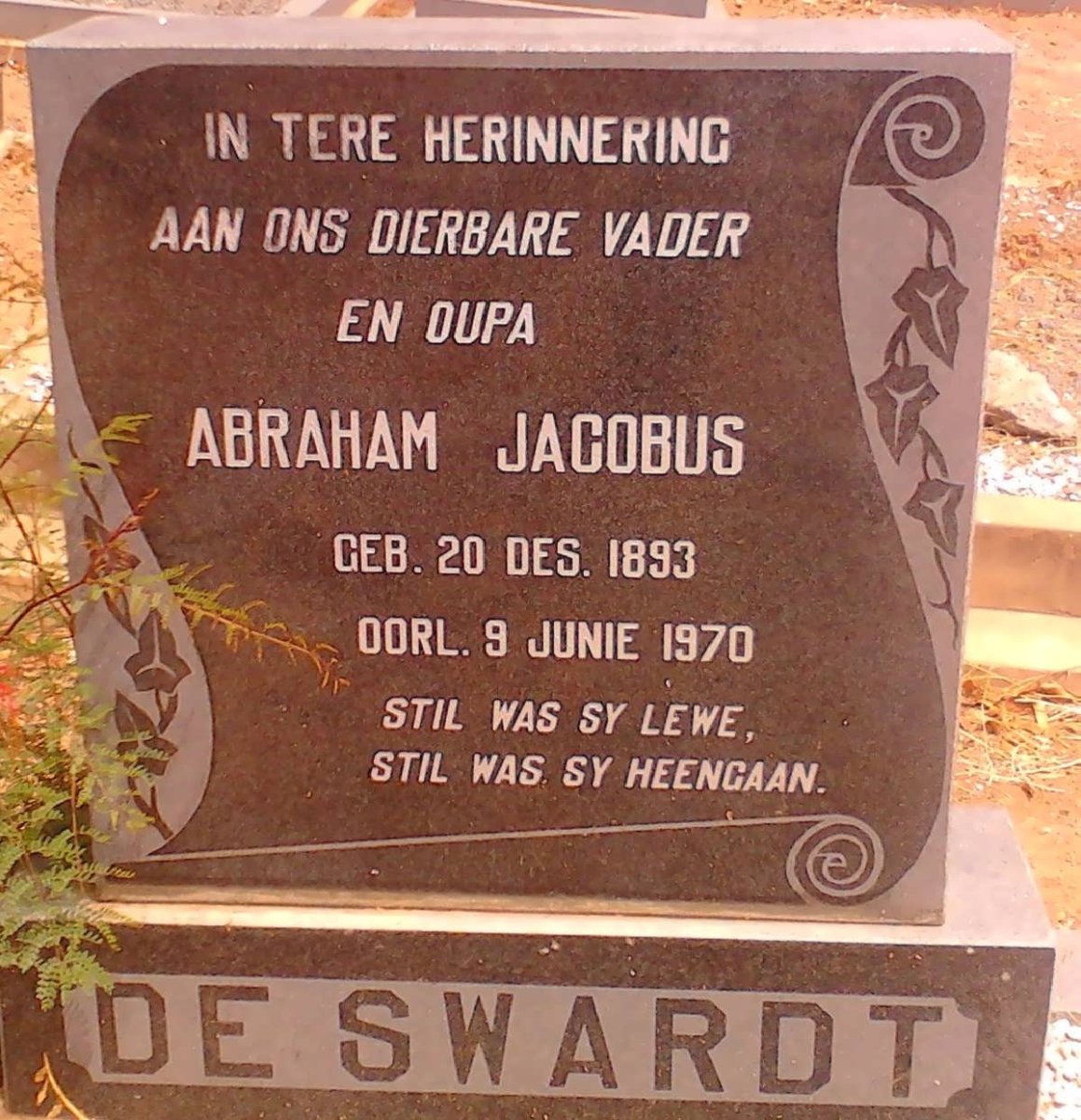 SWARDT Abraham Jacobus, de 1893-1970
