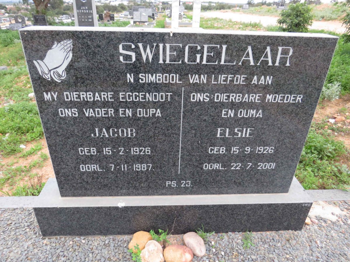 SWIEGELAAR Jacob 1926-1987 & Elsie 1926-2001